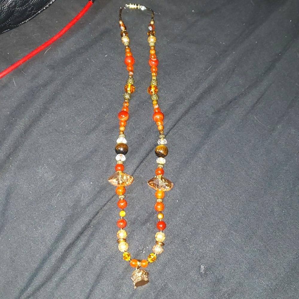 Semi precious stone necklace locket